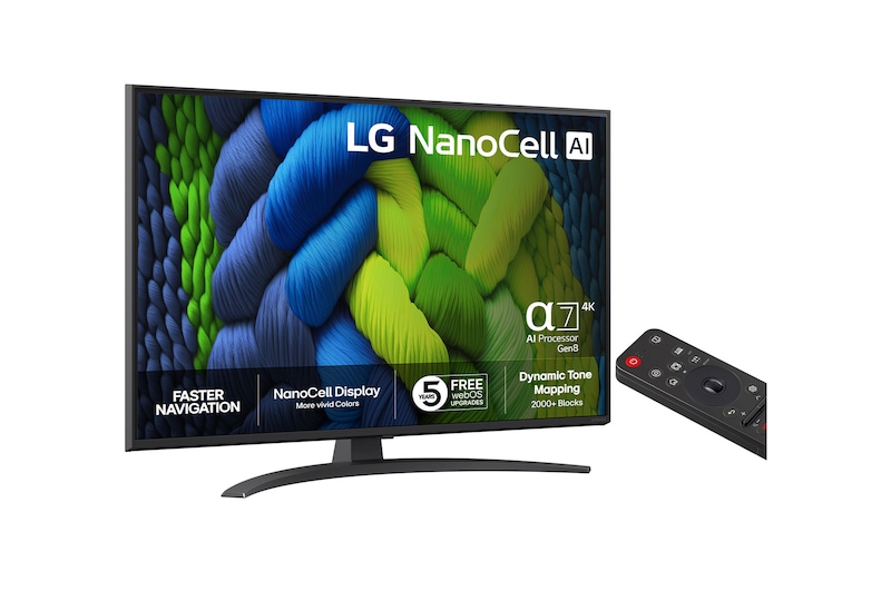 43-tums LG NanoCell AI NANO82 4k Smart TV 2025