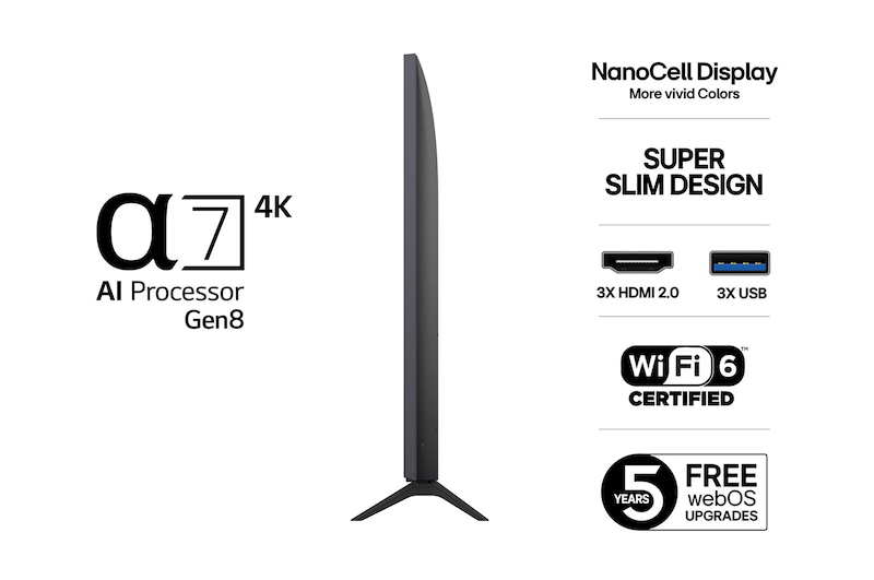 55-tums LG NanoCell AI NANO8E 4k Smart TV 2025