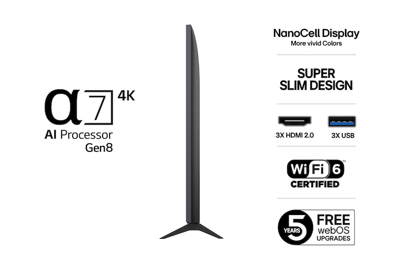65-tums LG NanoCell AI NANO8E 4k Smart TV 2025