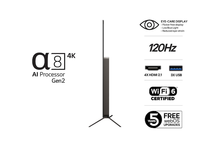 Vy bakifrån av LG OLED AI B5 4K Smart TV.