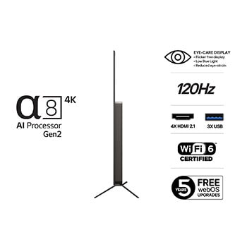 Vy bakifrån av LG OLED AI B5 4K Smart TV.