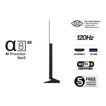Sidovy av LG OLED AI B5 4K Smart TV.