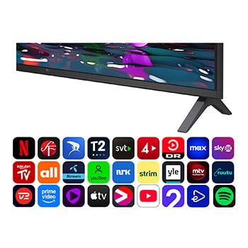 Före och efter-jämförelse av hur LG:s 4K Super Upscaling förbättrar bildkvaliteten. Två paneler som visar samma bild av en färgglad fågel som sitter på en gren i en skog, panelen till höger är urblekt. Titeln talar om hur 4K Super Upscaling förbättrar upplösning, ljusstyrka och klarhet. 