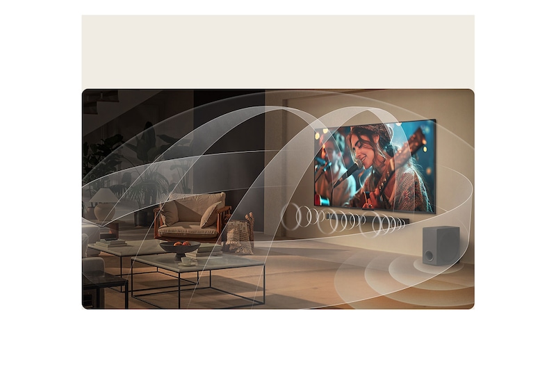 Före och efter-jämförelse av hur LG:s 4K Super Upscaling förbättrar bildkvaliteten. Två paneler som visar samma bild av en färgglad fågel som sitter på en gren i en skog, panelen till höger är urblekt. Titeln talar om hur 4K Super Upscaling förbättrar upplösning, ljusstyrka och klarhet. 