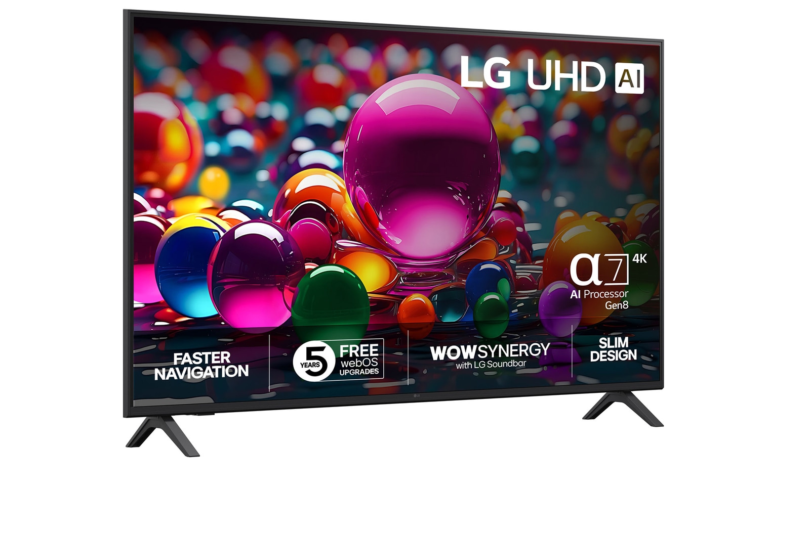 Vy bakifrån av LG UHD UA75 TV.
