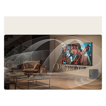 Före och efter-jämförelse av hur LG:s 4K Super Upscaling förbättrar bildkvaliteten. Två paneler som visar samma bild av en färgglad fågel som sitter på en gren i en skog, panelen till höger är urblekt. Titeln talar om hur 4K Super Upscaling förbättrar upplösning, ljusstyrka och klarhet. 