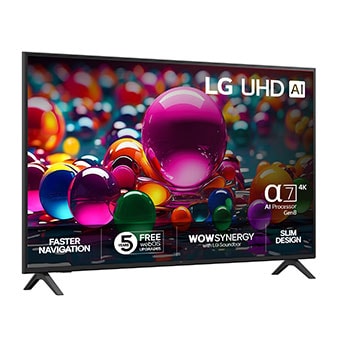 Vy bakifrån av LG UHD UA75 TV.