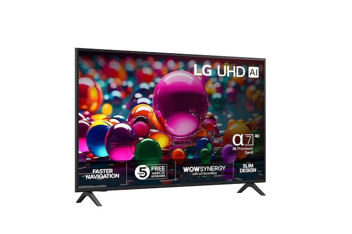 Vy bakifrån av LG UHD UA75 TV.