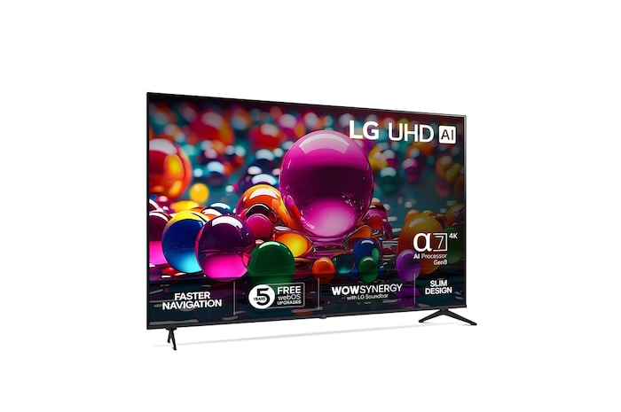 Vy bakifrån av LG UHD UA75 TV.