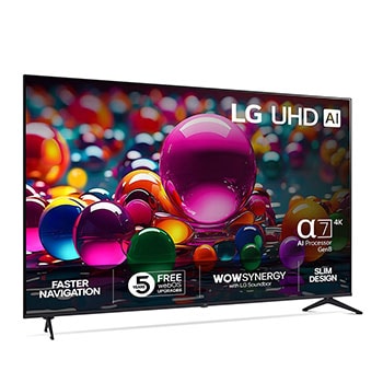 Vy bakifrån av LG UHD UA75 TV.