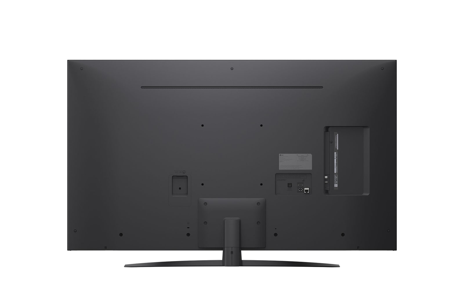 LG AI Magic Remote framför en LG TV-skärm. På skärmen visas en personlig hälsning från LG AI med anpassade nyckelord baserade på användarens sök- och visningshistorik. Vid fjärrkontrollen visas en ikon och etikett som visar att AI Concierge-funktionen är lättillgänglig med ett kort tryck på AI-knappen. 