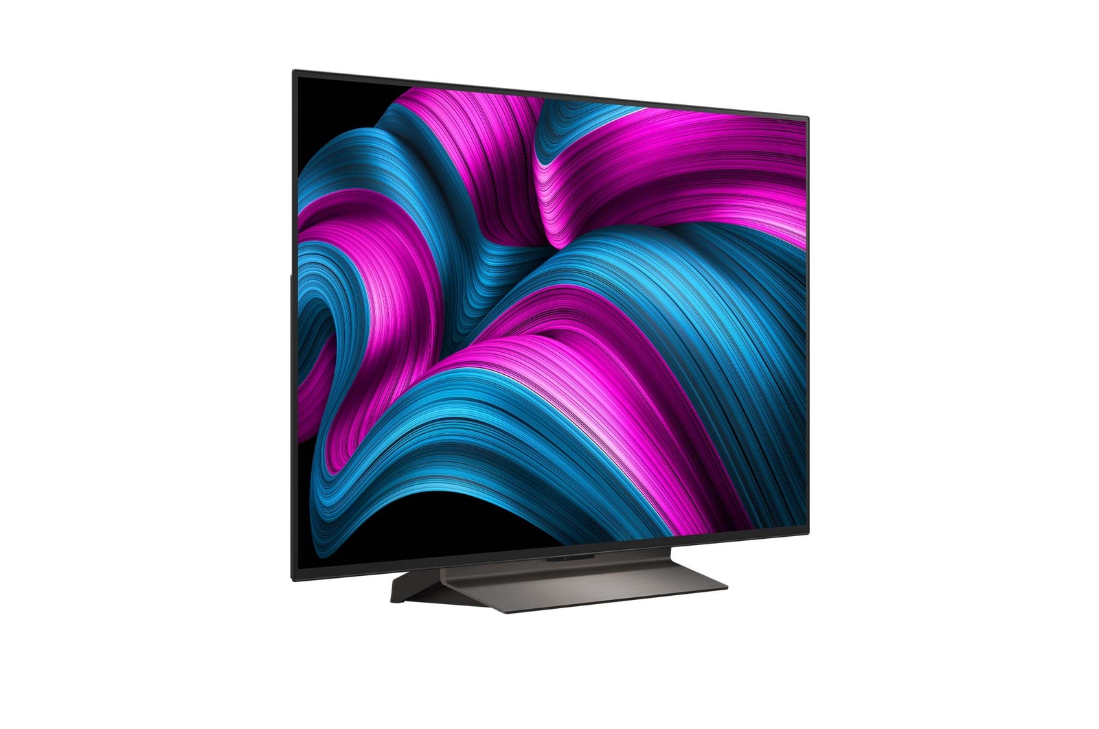 Något vinklad vy av LG OLED evo AI C5 4K Smart TV.