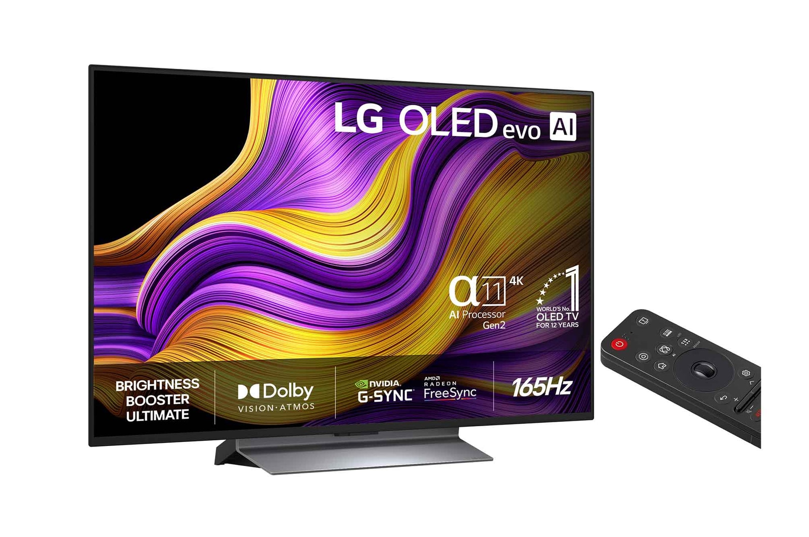 Vy från vänster av LG OLED evo AI G5 4K Smart TV.