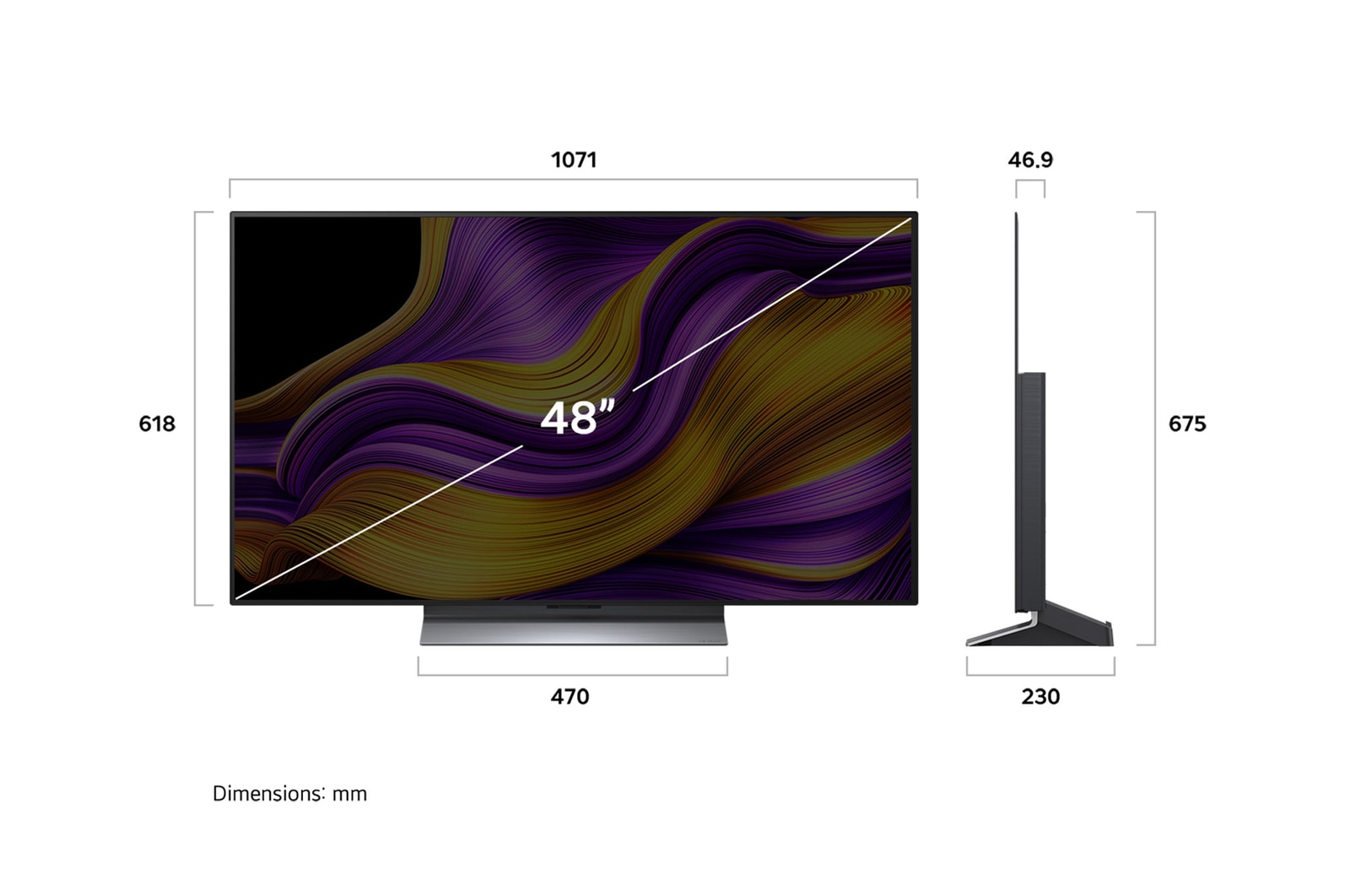 Sidovy av LG OLED evo AI G5 4K Smart TV.