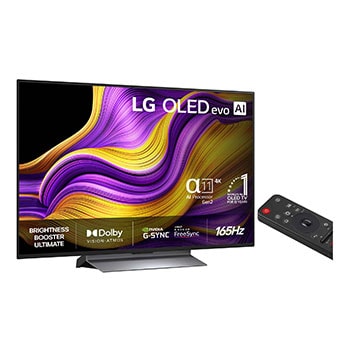Vy från vänster av LG OLED evo AI G5 4K Smart TV.