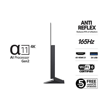 Vy bakifrån av LG OLED evo AI G5 4K Smart TV.