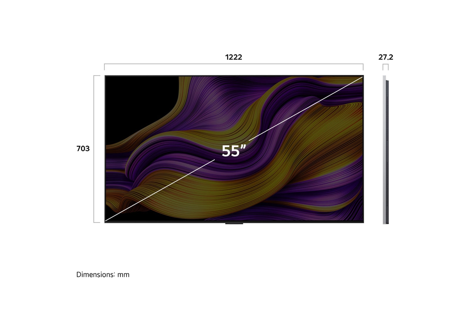 Sidovy av LG OLED evo AI G5 4K Smart TV.