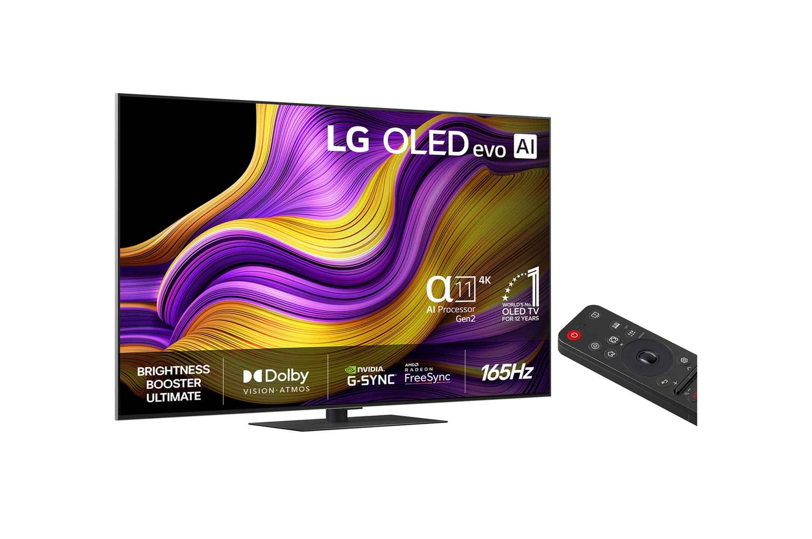 Vy från vänster av LG OLED evo AI G5 4K Smart TV.