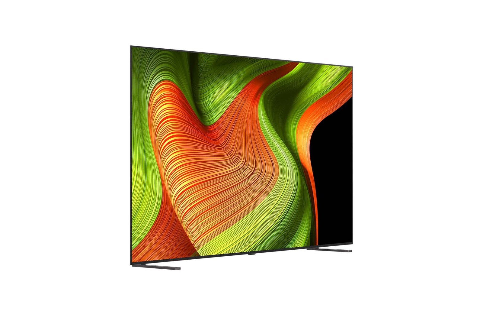 Något vinklad vy av LG OLED evo AI B5 4K Smart TV.