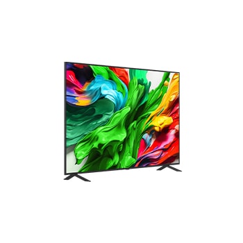 Något vinklad bild från höger av LG QNED evo TV.