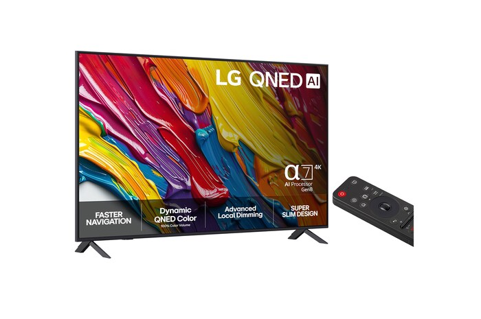 Vy bakifrån av LG QNED82 TV