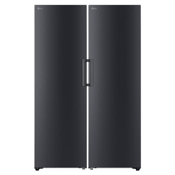 Vy framifrån av LG 1.86 cm 710L Kyl-och fryspaket (Mattsvart) | Energiklass E/E, Door Cooling™ och Total No Frost GLT71MCCSZ.GFT6004