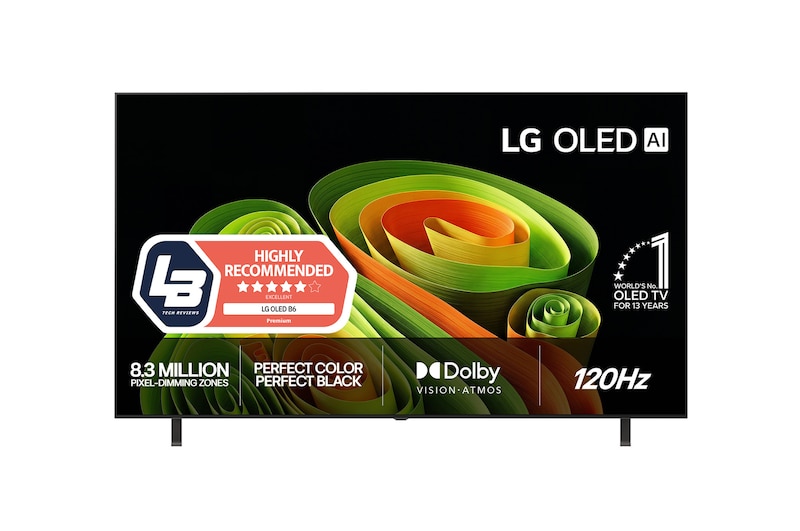Vy framifrån av LG 48" OLED B6E 4K AI TV - 2026 OLED48B6ELC