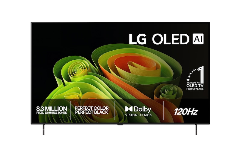 Vy framifrån av LG 77" OLED B6E 4K AI TV - 2026 OLED77B6ELC