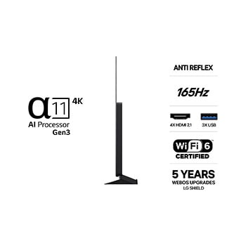 LG OLED evo AI C6 med Brightness Booster visar en mörk scen där en briljant upplyst påfågel sprider sina strålande, lysande fjädrar och levererar ljusare högdagrar med förbättrad detalj och slående kontrast.