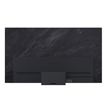 LG OLED evo AI C6 är väggmonterad i ett elegant vardagsrum, med en superslimmad design med smala ramar och visar ett stadslandskap vid en flod vid solnedgången på skärmen. 