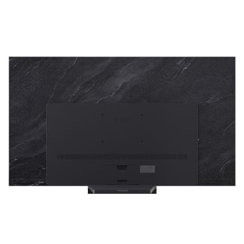 LG OLED evo AI C6 är väggmonterad i ett elegant vardagsrum, med en superslimmad design med smala ramar och visar ett stadslandskap vid en flod vid solnedgången på skärmen. 