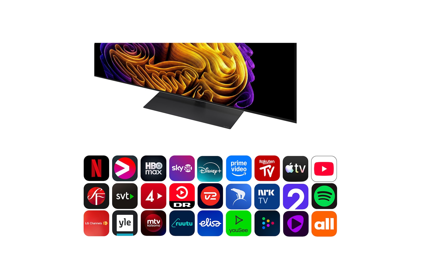 LG OLED evo AI G6 med Brightness Booster Ultra visar en mörk scen där en siluett av en ljust upplyst val sticker ut bland lysande partiklar och ger 3,9x ljusare luminans med tydligare detaljer.