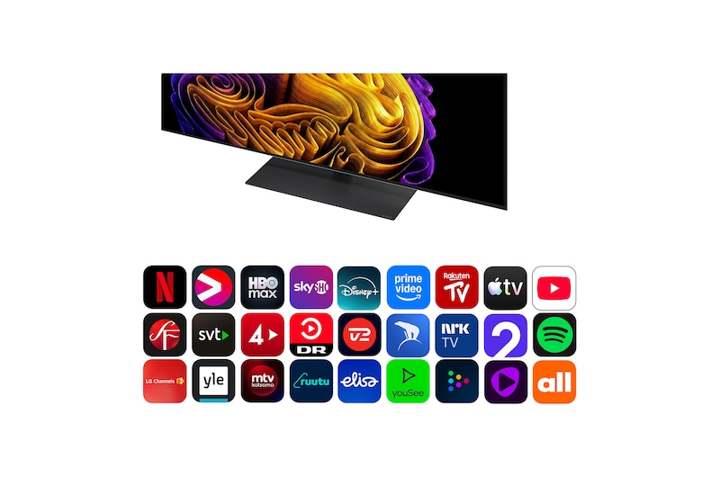 LG OLED evo AI G6 med Brightness Booster Ultra visar en mörk scen där en siluett av en ljust upplyst val sticker ut bland lysande partiklar och ger 3,9x ljusare luminans med tydligare detaljer.