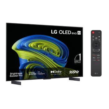 Vy framifrån av LG OLED evo AI C6, som släpptes 2026, visar en bild av skiktade, mångfärgade former, med Hyper Radiant Color Tech, Perfekt svart och Perfekt färg, tillsammans med World’s No.1 OLED TV for 13 Years-märket.