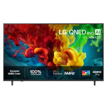 Vy framifrån av LG 75" QNED evo MiniLED QNED82 4K AI TV - 2026 75QNED82B6A