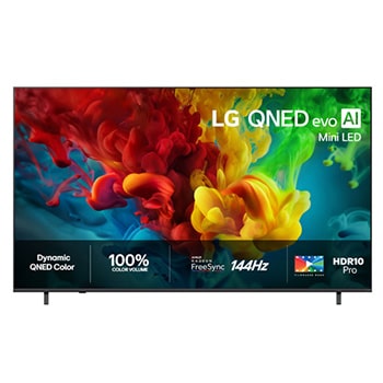 Vy framifrån av LG 85" QNED evo MiniLED QNED82 4K AI TV - 2026 85QNED82B6A