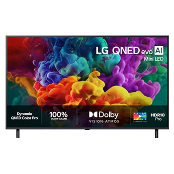 Vy framifrån av LG 65" QNED evo MiniLED QNED85 4K AI TV - 2026 65QNED85B6B