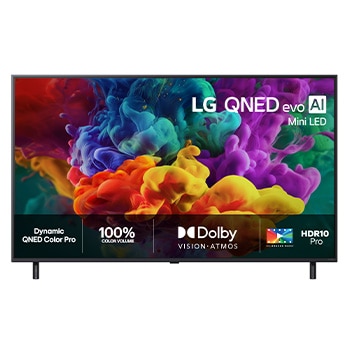 Vy framifrån av LG 86" QNED evo MiniLED QNED85 4K AI TV - 2026 86QNED85B6B