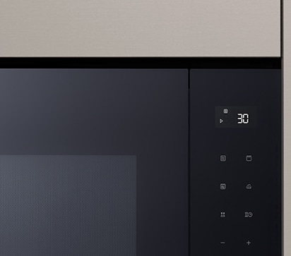 Vit LED-display av Inbyggd mikrovågsugn.