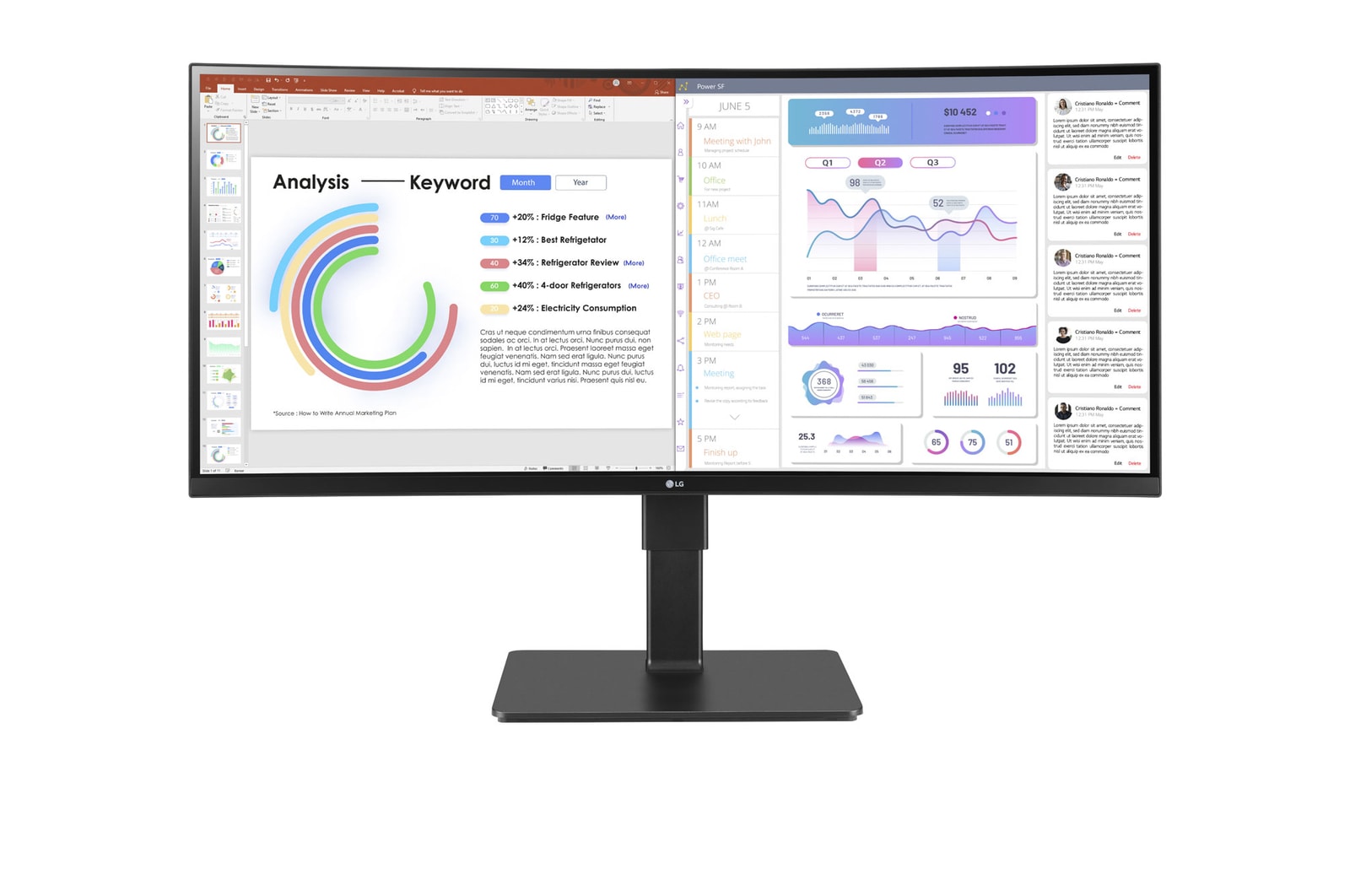 LG 34" UltraWide WQHD (3440x1440) IPS-skärm med inbyggd webbkamera, mikrofon och HDR10, 34BQ77QC-B