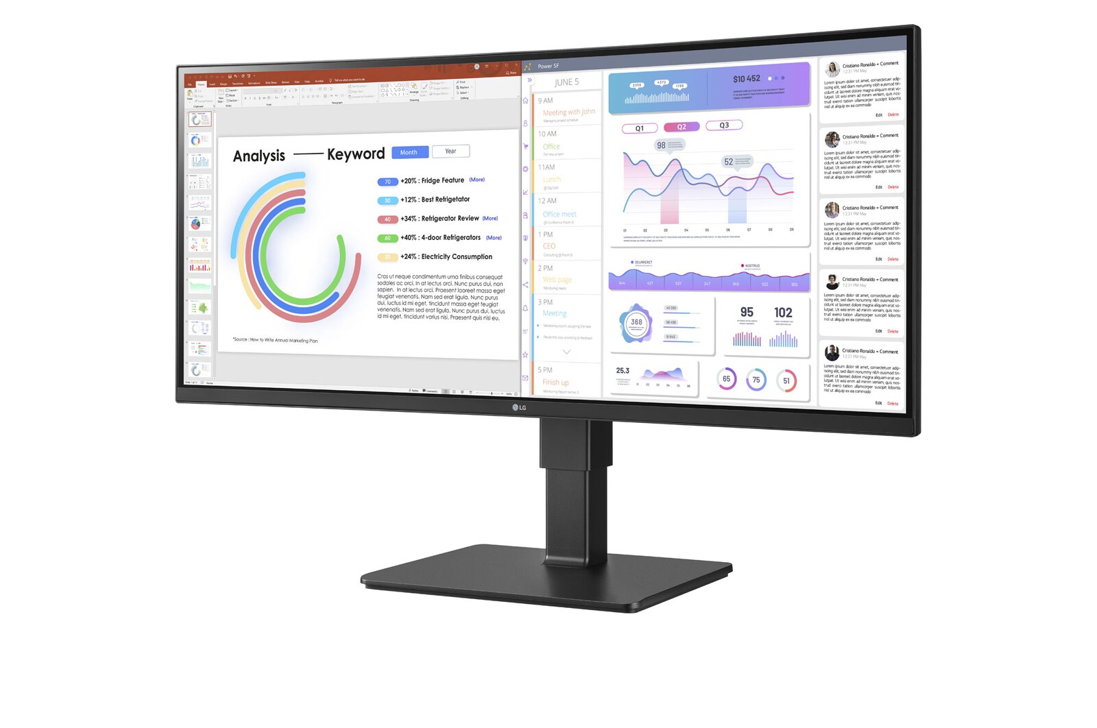 LG 34" UltraWide WQHD (3440x1440) IPS-skärm med inbyggd webbkamera, mikrofon och HDR10, 34BQ77QC-B