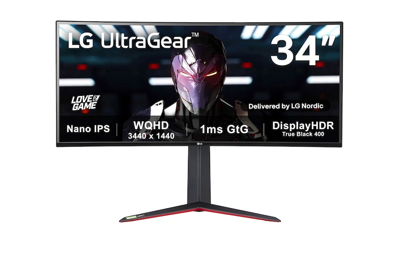 LG 34" UltraGear™ 21:9  Nano IPS 1ms (GtG) Curved Gaming Monitor, 34GN850P-B