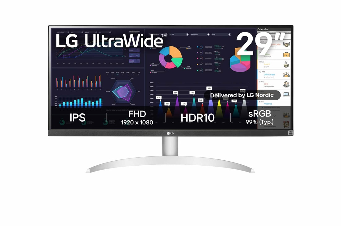 LG 29" 21:9 UltraWide Full HD IPS-bildskärm med AMD FreeSync, 29WQ600-W