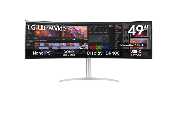 LG 49" UltraWide™ Dual QHD välvd IPS-skärm | 144 Hz uppdateringsfrekvens, 49WQ95C-W