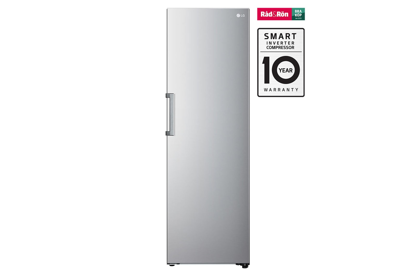 Vy framifrån av 386L Fristående kylskåp (Shiny Steel) - Energiklass E, Door Cooling™, LINEARCooling™, Moist Balance Crisper™ GLT51PZGSZ