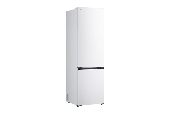 LG bottenfrys (GBBS726CPY) i infälld installation i hög varmt beige vägg med blåa pilar som pekar mot ovansidan och frontytorna