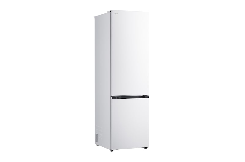 LG bottenfrys (GBBS726CPY) i infälld installation i hög varmt beige vägg med blåa pilar som pekar mot ovansidan och frontytorna