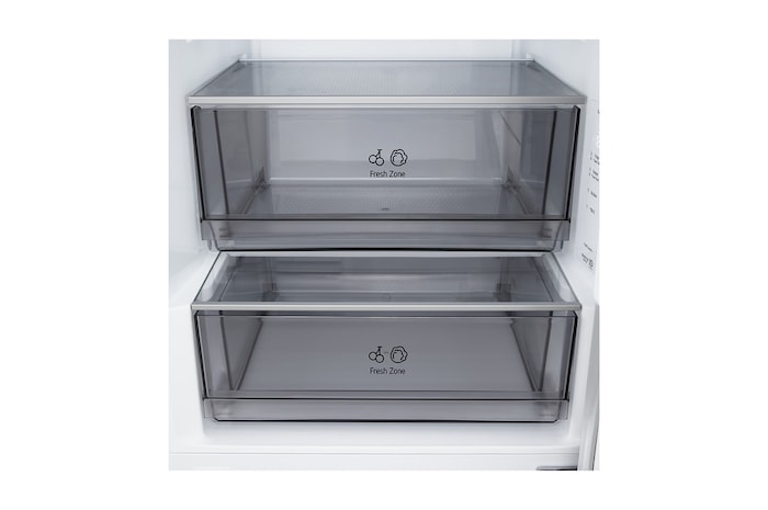 Vy framifrån av LG kyl/frys (GBBSJ10ESW) som visar DoorCooling+™-ventil