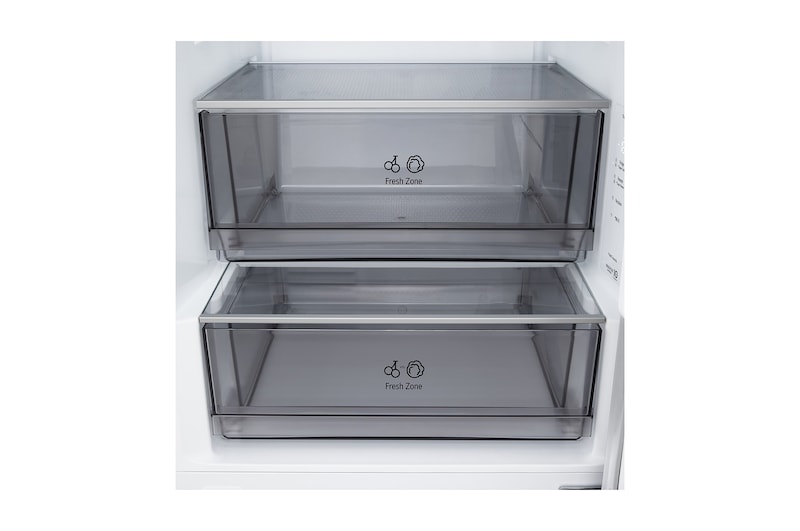 Vy framifrån av LG kyl/frys (GBBSJ10ESW) som visar DoorCooling+™-ventil