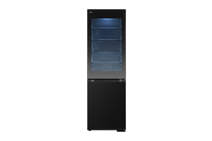 Vy framifrån av 186M 349L Kombinerad kyl/frys(Essence Black) - Energiklass C, InstaView™, Nature Fresh, Door Cooling+™ Smart Diagnosis™ med Wi-Fi, GBG5160CEV